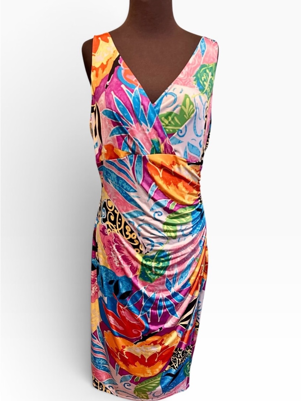 Lauren Ralph Lauren Multi-Color Floral V-Neck Swim Coverup
